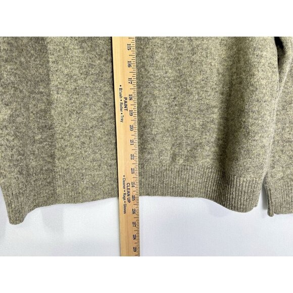 Vtg J Crew 100% Lambswool Sweater Mens Medium Tan Taupe Marled Knit Shawl Collar - Picture 5 of 7